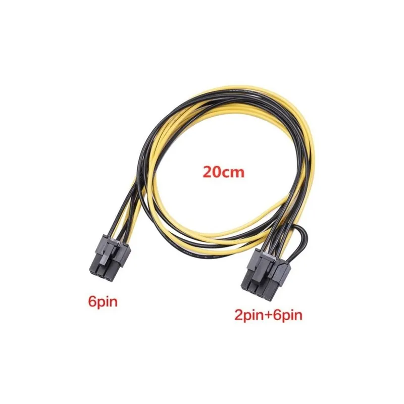 Szín: 20 cm - 6 tűs PCI Express dual PCIE 6 2 tűs tápkábel alaplapi grafikus kártya PCI-E Riser GPU tápkábel 20cm/50cm Prémium