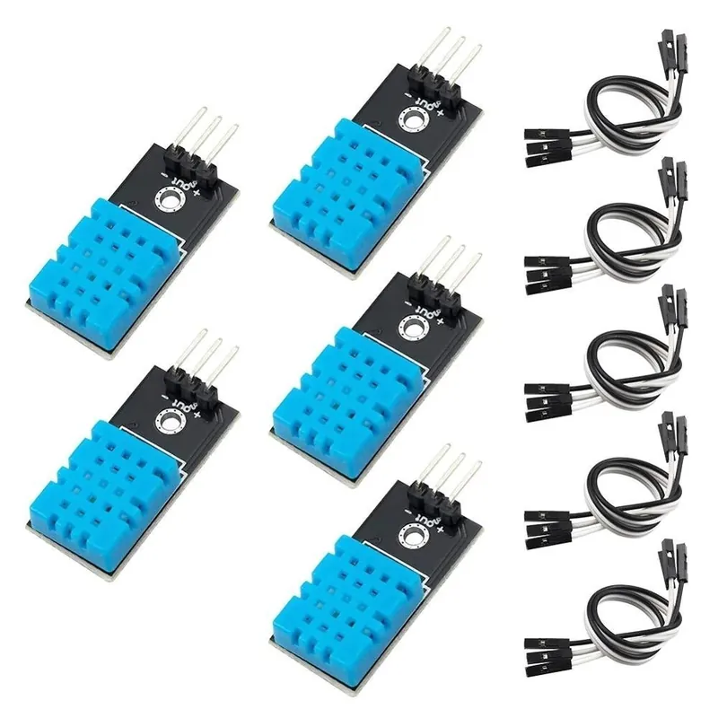 Bestseller 5db DHT11 hőmérséklet páratartalom érzékelő modul digitális egybusz 3,3 V-5 V áthidaló vezetékekkel Arduino Raspberry
