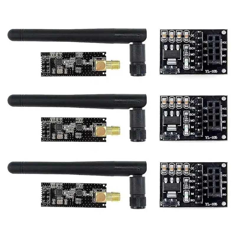 Csak ma 3 Állítsa be - 3db/tétel NRF24L01 PA LNA RF adó-vevő modul antennával 2,4 GHz 1100m 3db NRF24L01Breakout Adapter