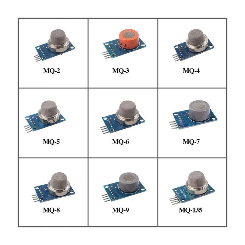 9 db/tétel gázérzékelő érzékelő modul MQ-2 MQ-3 MQ-4 MQ-5 MQ-6 MQ-7 MQ-8 MQ-9 MQ-135 érzékelő modul gázérzékelő Legjobb ár
