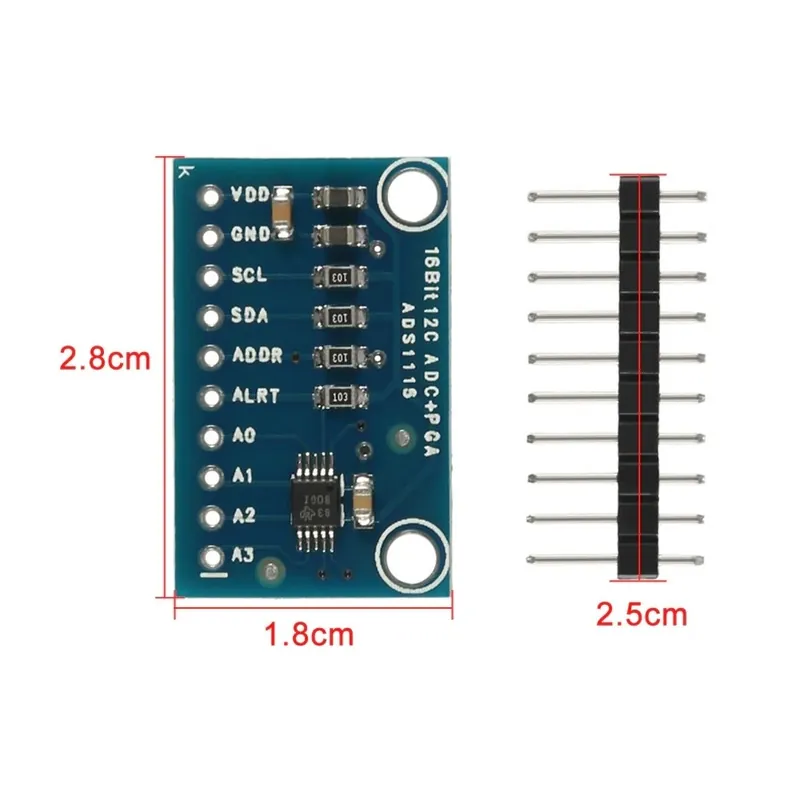 ADS1115 - Új 16 bites I2C ADS1115 ADS1015 kék lila modullap ADC 4 csatornás Pro Gain erősítővel RPi Biztonságos vásárlás