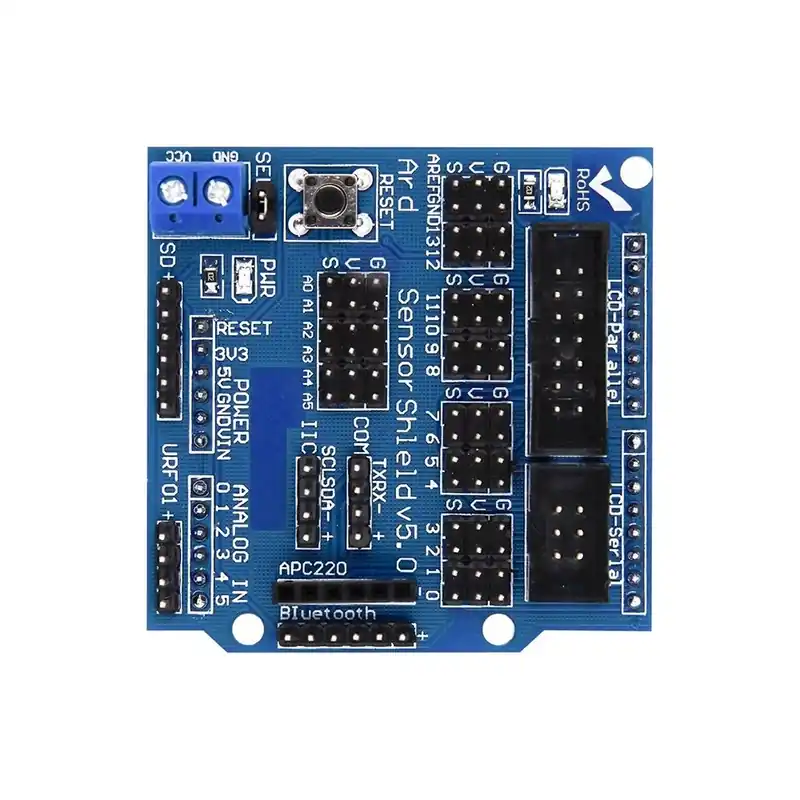 ahogy a kép mutatja - Érzékelőpajzs V5.0 bővítőkártya Arduino elektronikus építőelemekhez Robottartozékok V5.0 Legnépszerűbb