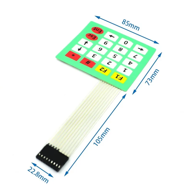 A - 1 * 2 3 4 5 gombos membrán kapcsoló 3 * 4 4x5 mátrix tömb billentyűzet 1x6 billentyűzet LED vezérlőpanellel Exkluzív ajánlat
