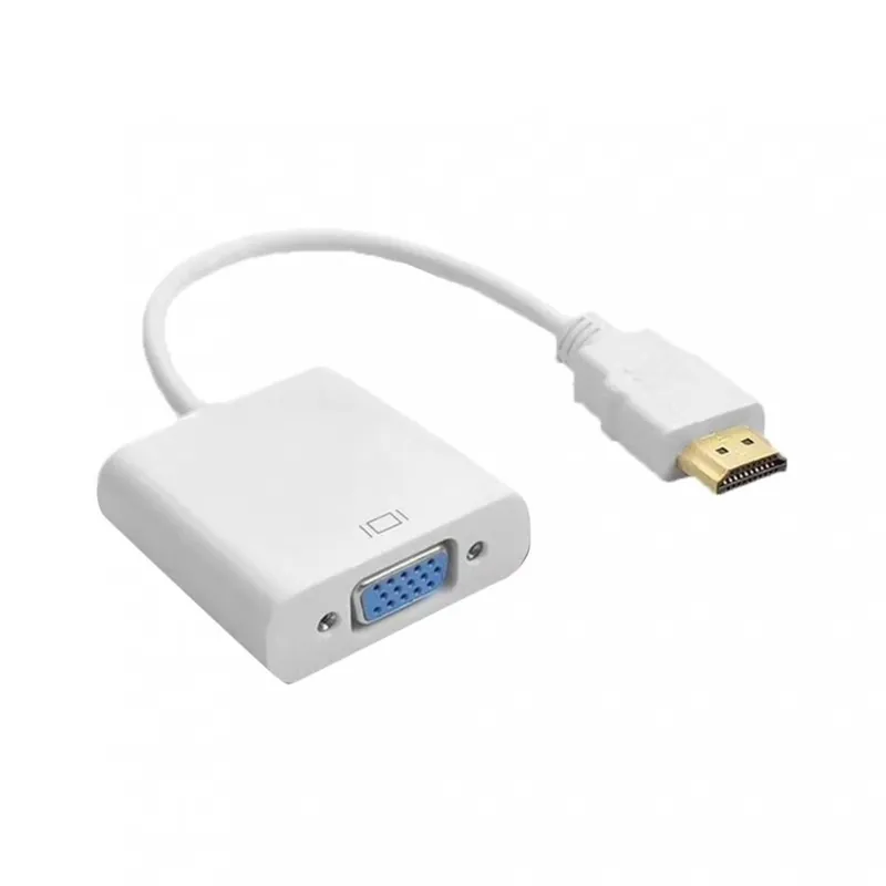 Fehér szín - HDMI-kompatibilis VGA-adapter 1080P Male-Famale átalakító adapter 1080P digitális-analóg videó audio PC Prémium