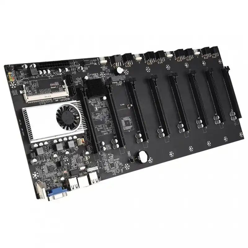 Fekete szín - BTC-37 Mining alaplap CPU Set 8 Miner Videokártya Slot DDR3 memória Integrált VGA interfész Alacsony Outlet