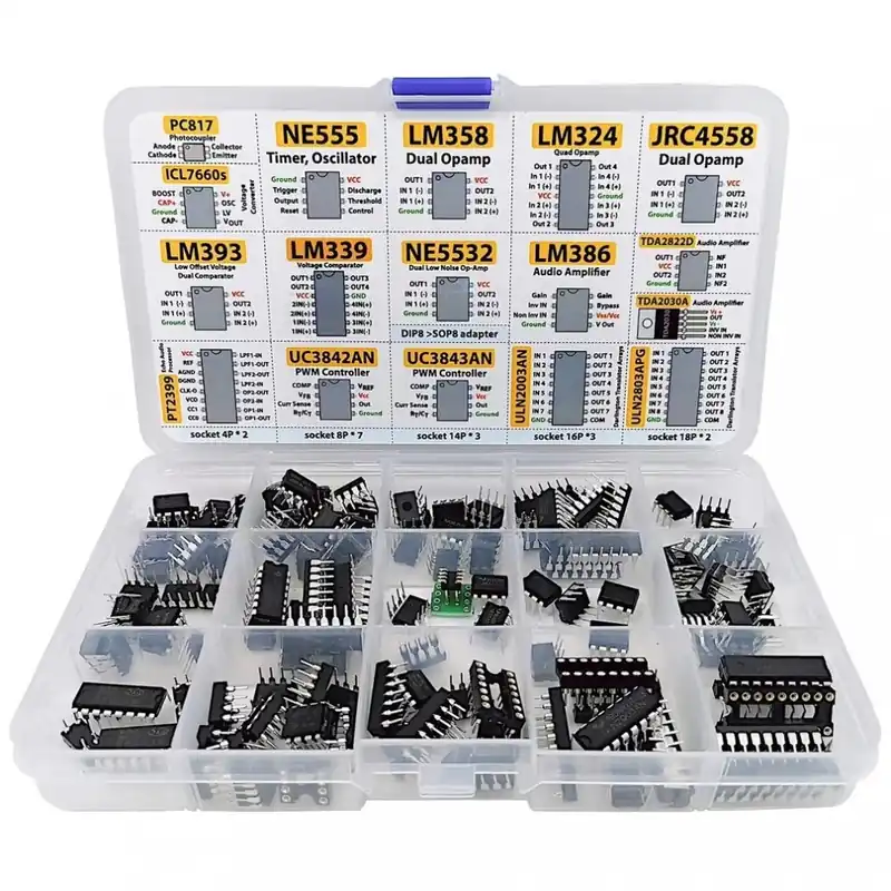 Gyors szállítás Fekete szín - 150 db Opamp Oszcillátor Időzítő Optocsatoló IC Pwm IC Chip választék Műveleti erősítő PC817 NE555