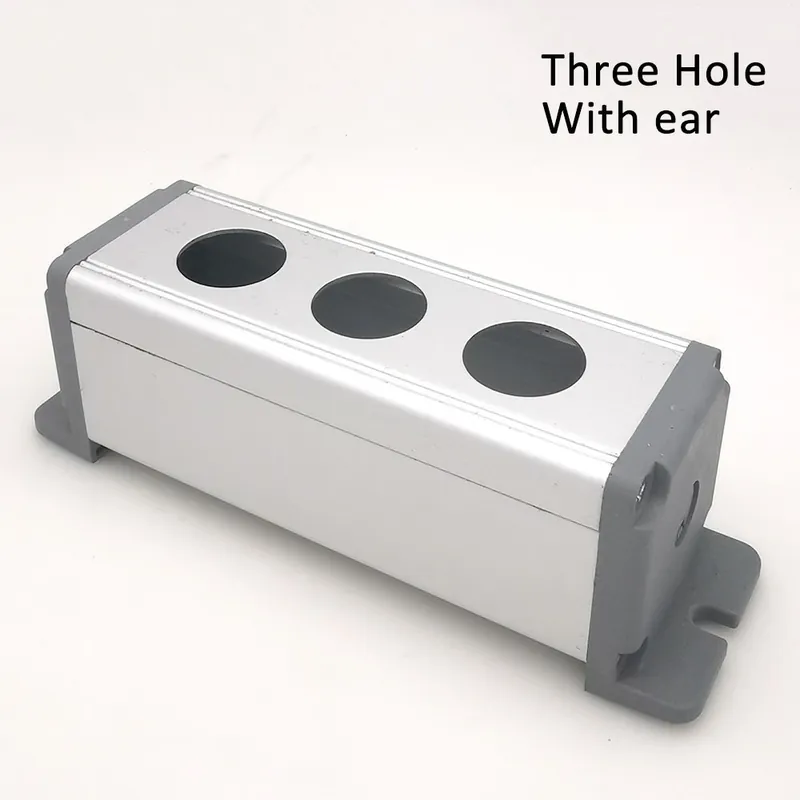 19mm 45x65mm-Három lyukas füllel-Fém Alumínum nyomógomb ipari Otthoni Vezérlő Kapcsoló doboz 16mm 19mm 22mm 1 45x45mm Népszerű