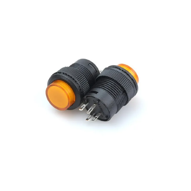Ingyenes szállítás 5db Önzáró-Sárga Világítással-R16-503 16mm Reteszelt/Azonnali nyomógomb Kapcsolókulcs gomb világítással LED AD/BD