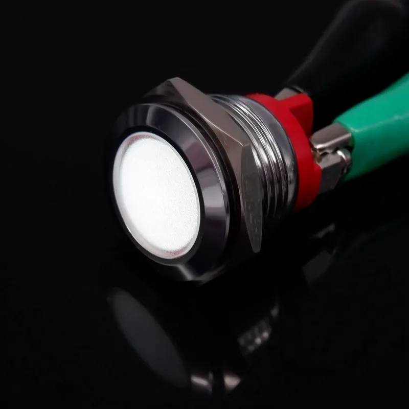 Vedd meg online Tűs Terminál-Fehér 12-24V-16mm Fém Jelző lámpa Vezeték nélküli LED Figyelmeztető jelzőlámpa Kerek