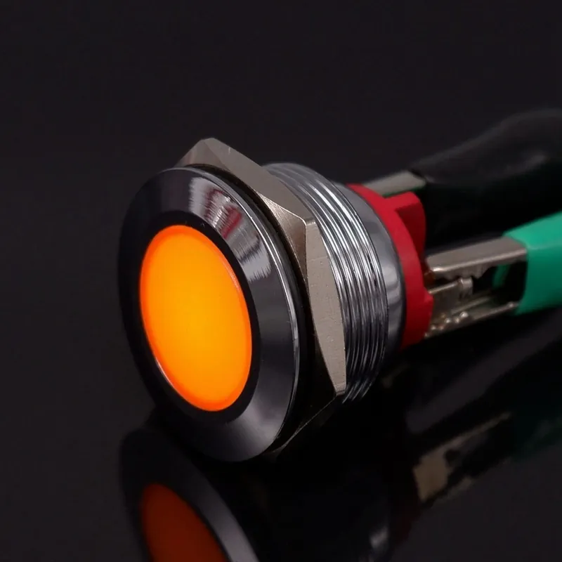 Ingyenes szállítás 110-220V Csavar lábú-Sárga-1db 22mm Fém LED Figyelmeztető Jelző lámpa Jelzőlámpa Csavaros terminál Pilóta Led 24v