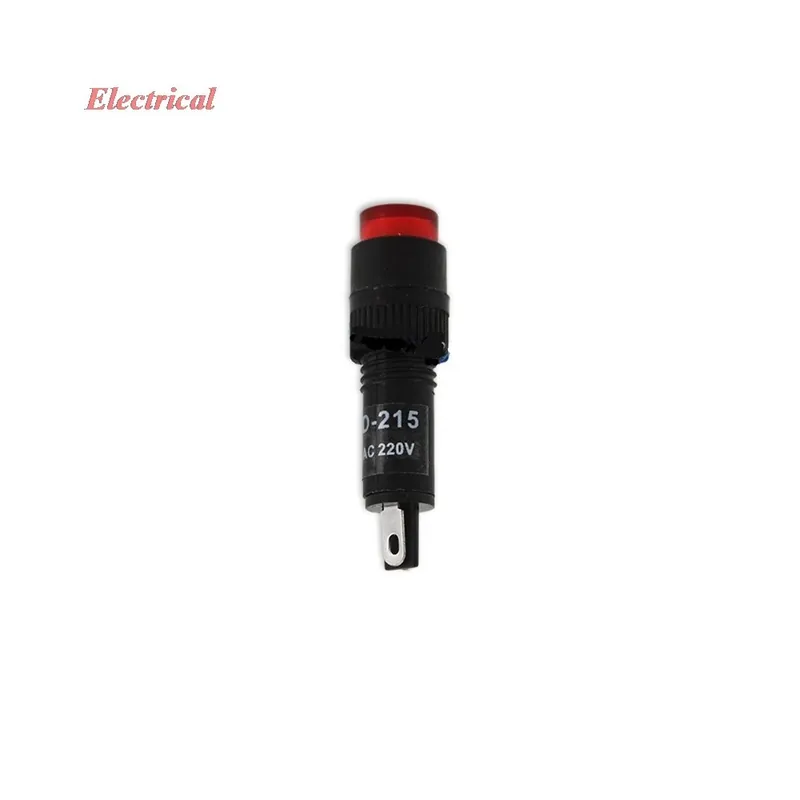 Zöld-AC 220V-1db NXD-215 Mini LED-es tápellátás jelzőfény Szerelési furat 8mm 2 Tűs Piros Zöld Sárga Kék Fehér 12V 24V 220V Legnépszerűbb