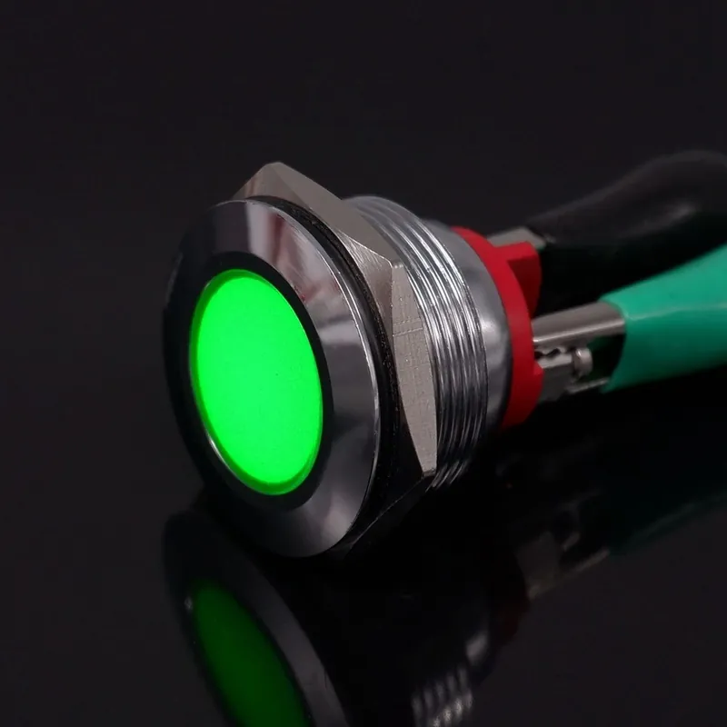 12-24V Tűs lábú-Zöld-1db 22mm Fém LED Figyelmeztető Jelző lámpa Jelzőlámpa Csavaros terminál Pilóta Led 24v Kiárusítás