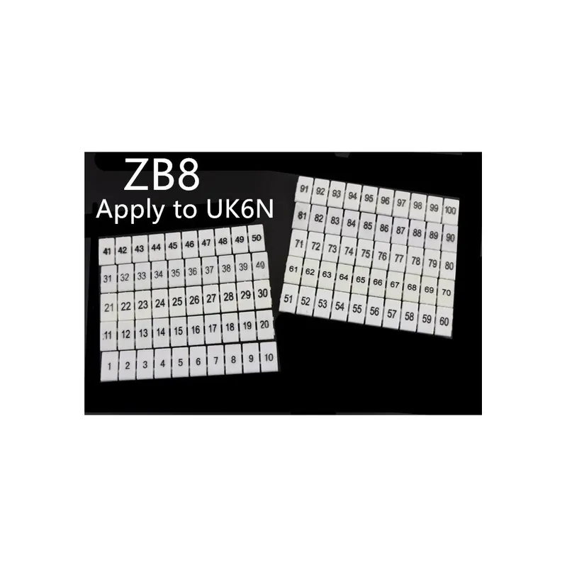 Azonnali szállítás 20db-71-80-Lángálló UK6N terminál sor Digitális számjel cső ZB8 nyomtatott címkés Szalag UK-6N