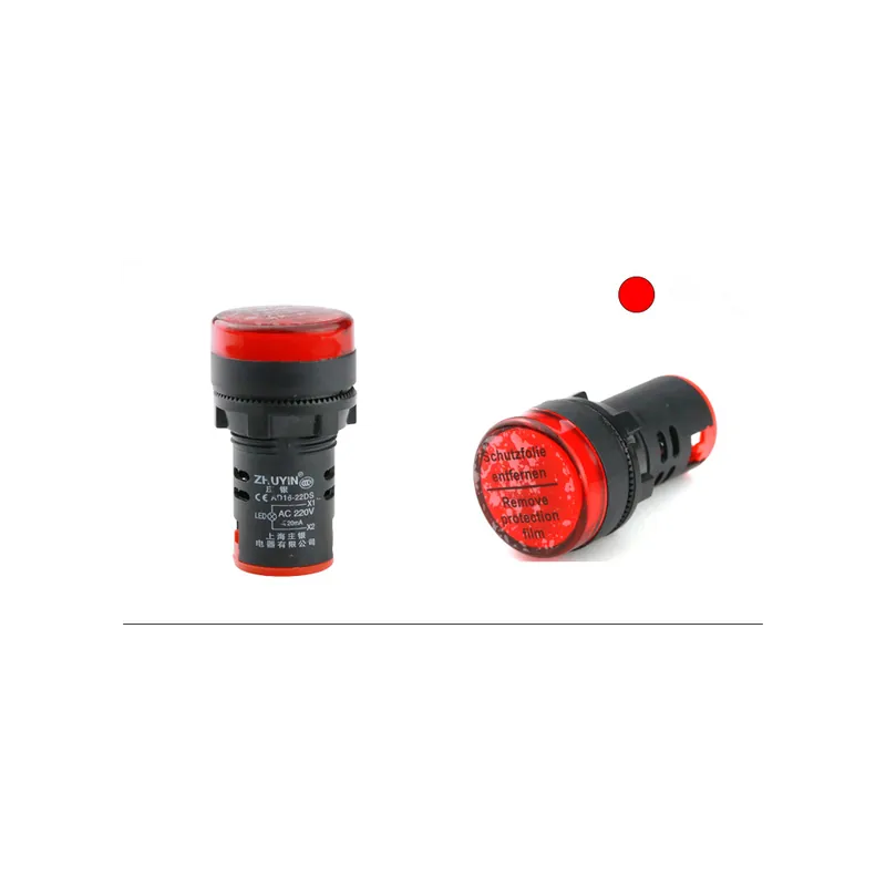Akciós ár 220v-Piros-22mmVisszajelző Jelzőlámpa világítás Vízálló ad16-22ds AC/DC 12V 24V 110V 220V 380V Piros Zöld Sárga Kék Fehér LED