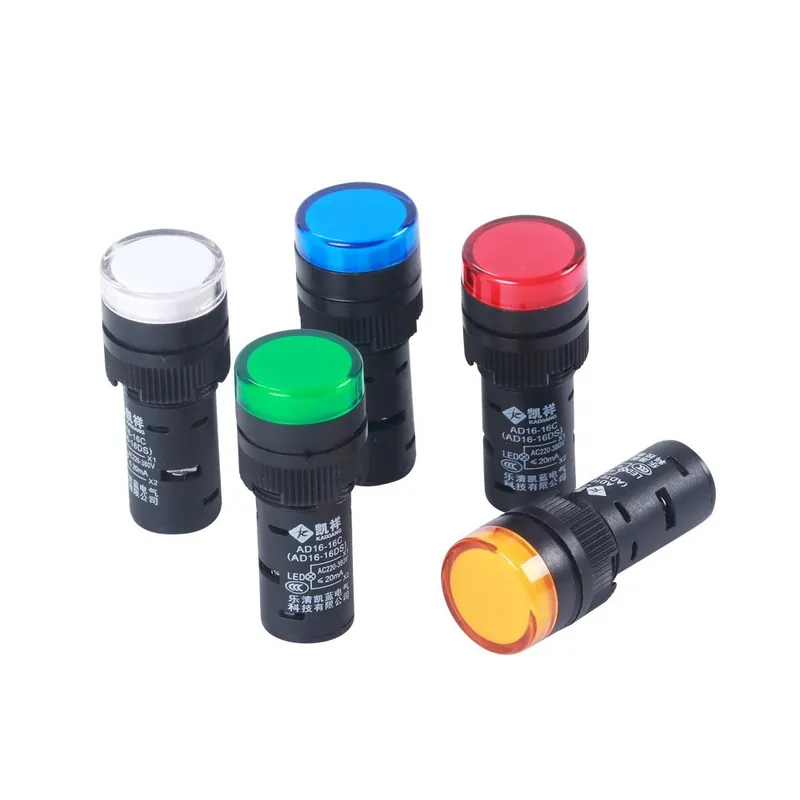 DC AC 110V-220V-Zöld-AD16-16C 16mm AC DC12V 24V 110V 220V 380V Panelre szerelhető Jelző Hálózati Led Jelző lámpa Akciós ár