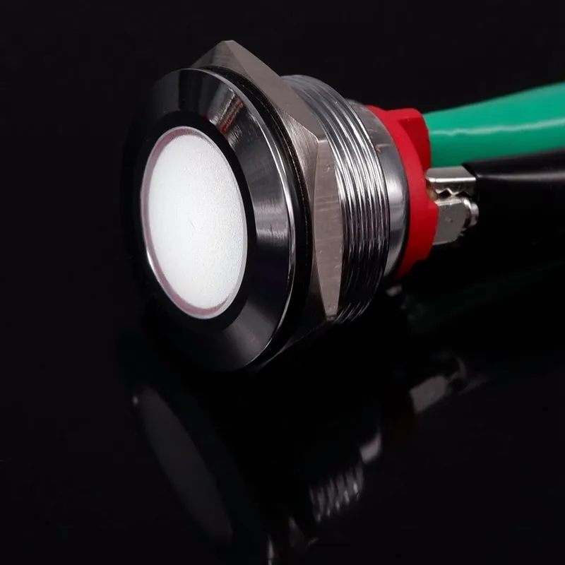 Szezonális akció Csavar Terminál-Fehér 110-220V-22mm LED Fém Jelzőfény Hálózati kapcsoló Jelzőlámpa Vezeték nélküli 3V 6V 12V 24V 220V