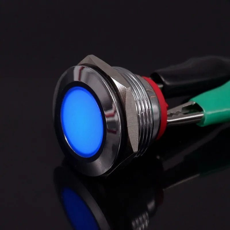 Utolsó esély 12-24V Csavar lábú-Kék-1db 22mm Fém LED Figyelmeztető Jelző lámpa Jelzőlámpa Csavaros terminál Pilóta Led 24v