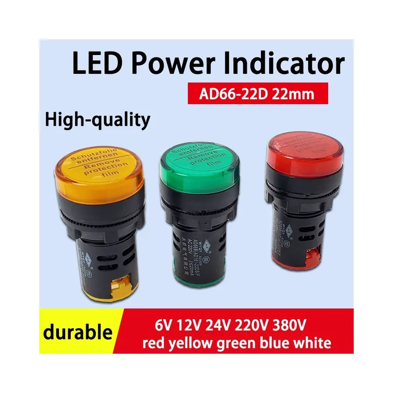 6V-Kék-1db Panelre szerelhető LED-es teljesítményjelző DC6V 12V 24V AC220V 22mm Jelzőfény lámpa AD66 AD16-22 Kedvezmény