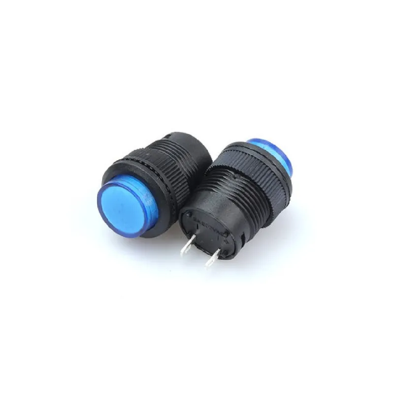 Azonnali szállítás 2db Önzáró-Kék-R16-503 16mm Reteszelt/Azonnali nyomógomb Kapcsolókulcs gomb világítással LED AD/BD