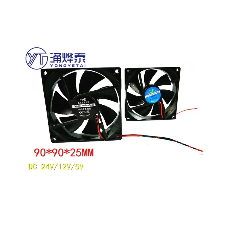 Bestseller 24V Dupla golyós 2 Vezetékes-YYT 9025 Hűtő ventilátor 9225 9CM csendes számítógép Házszerver olaj/hidraulika/golyóscsapágy