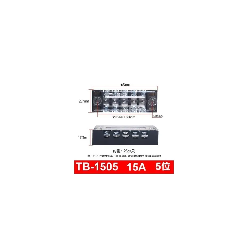 Árcsökkenés 1505-Dupla sor Szalag Csavar Blokk terminál Kabel Rögzített huzaltábla Konektor TB1503 TB1512 15A TB2503-TB2512 45A