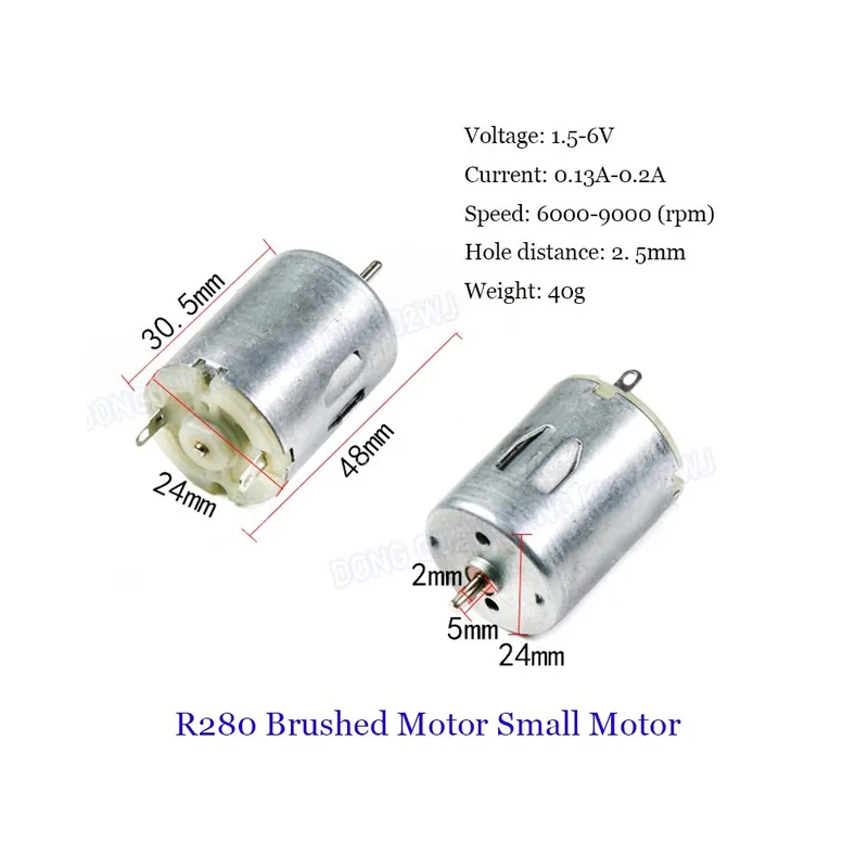 R280-Motor(1db)-DC Mikro Motor áramtermelő Szálcsiszolt DC6V 130 Elektromos mikro Játék Négy kerék meghajtású Bestseller