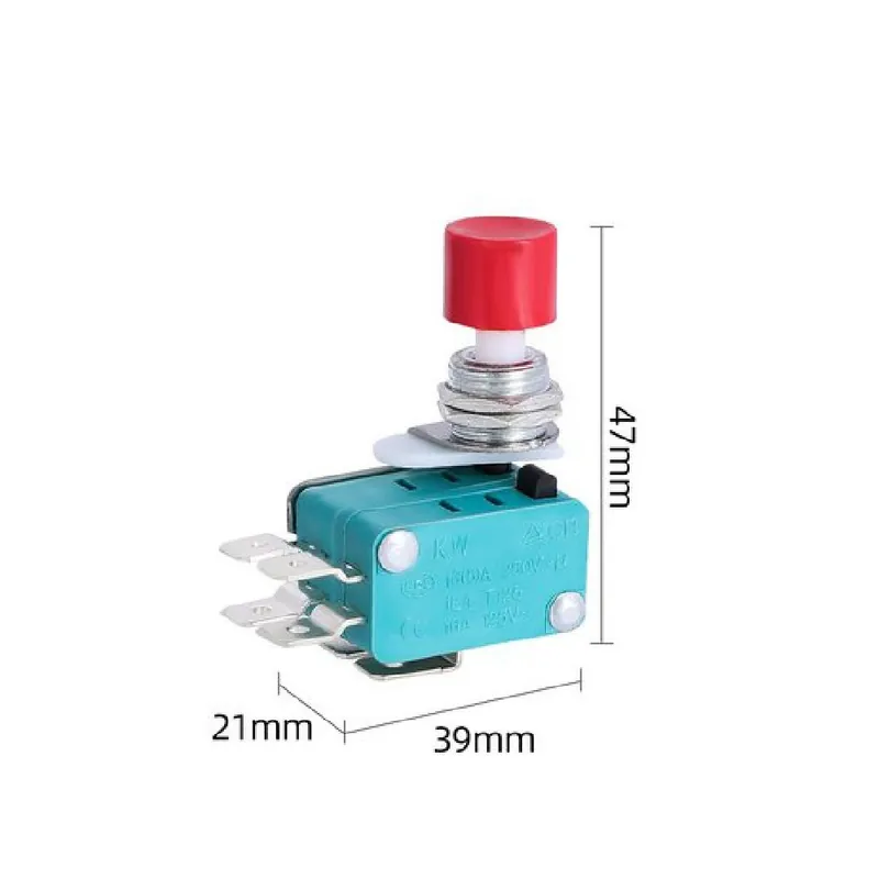 Azonnal elérhető 2db-6,3mm-DS438-448 Azonnali nyomógomb Miniatűr Mikrokapcsoló Ön-újraindító réz Érintkező Kapcsoló Piros Zöld Kupak