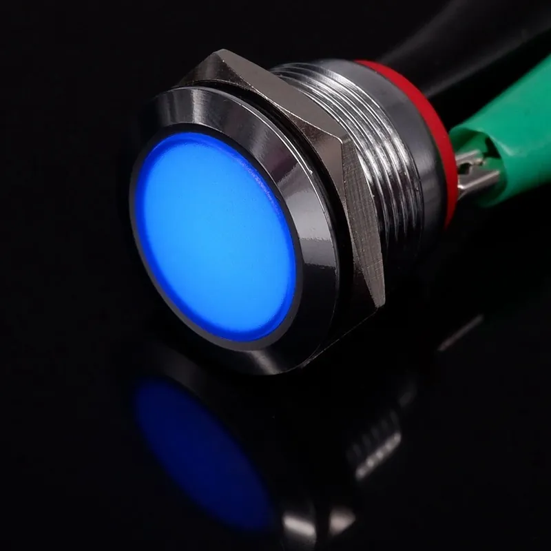 Exkluzív ajánlat Csavar Terminál-Kék 3-6V-19mm Fém Jelző lámpa LED Jelzőfény Jelzőlámpa 6V 12V 24V NO Normál Nyitott csatlakozó