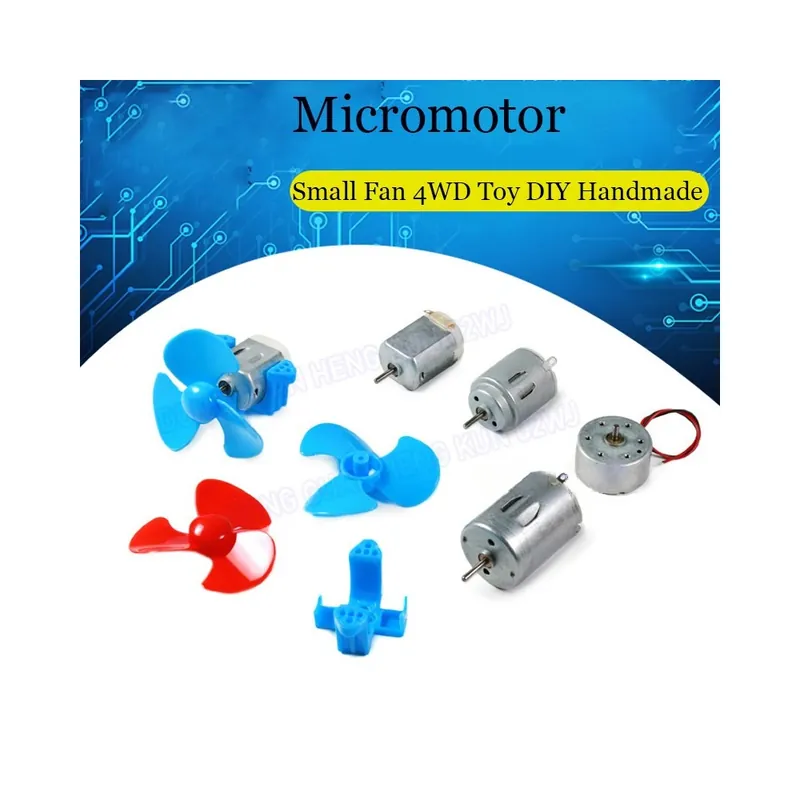 Szezonális akció R300-Piros Ventilátor(1 szett)-DC Mikro Motor áramtermelő Szálcsiszolt DC6V 130 Elektromos mikro Játék Négy kerék meghajtású