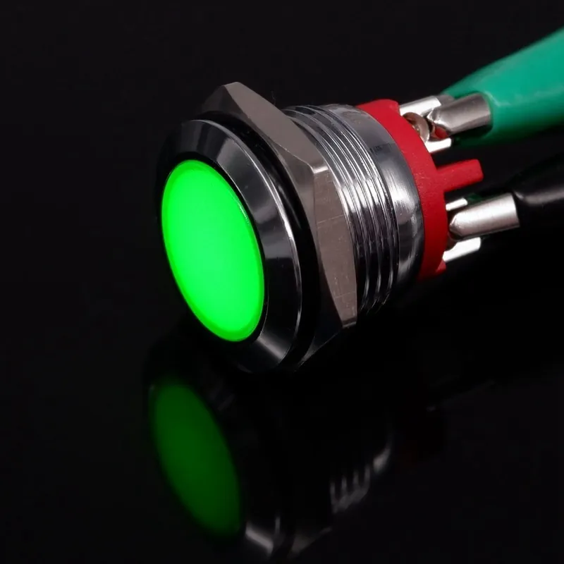 Vedd meg online Csavar Terminál-Zöld 110-220V-16mm Fém Jelző lámpa Vezeték nélküli LED Figyelmeztető jelzőlámpa Kerek