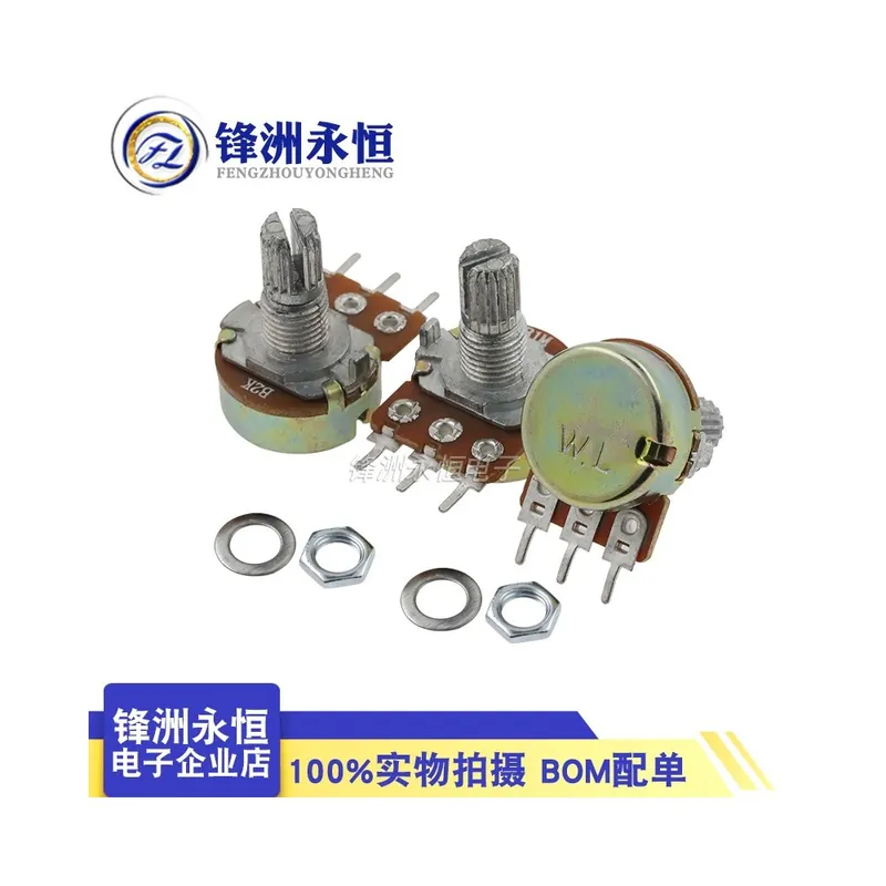 Kedvezményes ár 250K Ohm-5db WH148 B1K B2K B5K B10K B20K B50K B100K B500K 3 Tűs 15mm Tengelyerősítő Dual Sztereó Potenciométer 1K-500K