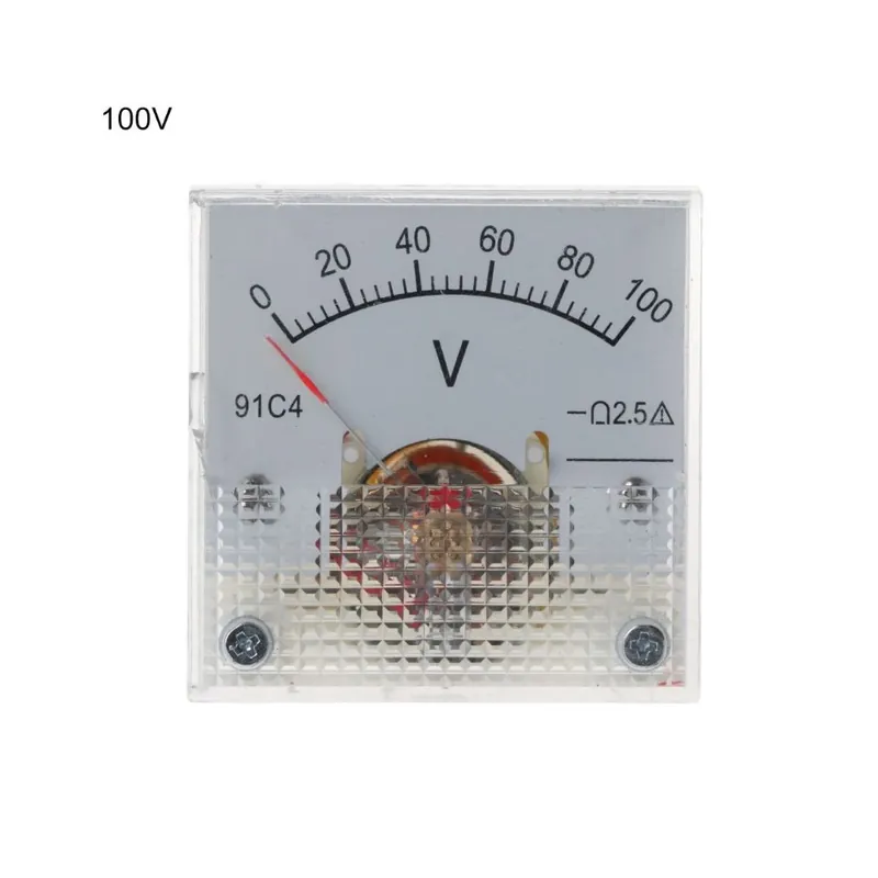 100V-91C4 DC Voltmérő Analog Panel Feszültségmérő Mechanikus Pointer típus 3/5/10/15/20/30/50/100/150/250V Expressz kézbesítés