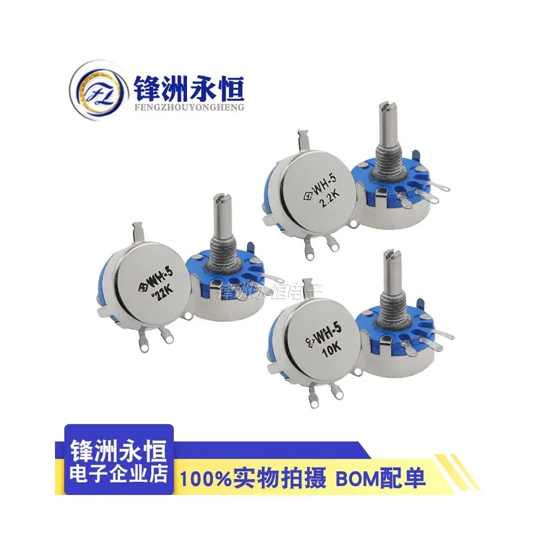 22K Ohm-5db WH5-1A 470R 1K-1M ohm 3-Terminál Kerek Tengely Forgó Kúpos Karbon Potenciométer WH5 Vásárlói kedvenc