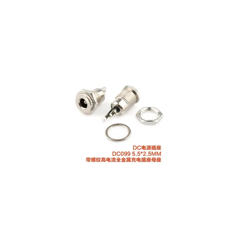 Árcsökkenés 10db-2,5mm-DC-099 5,5x2,1mm DC Teljesítmény aljzat Jack csatlakozó DC Fém csatlakozó Anya Panelre szerelhető 5,5*2,5mm