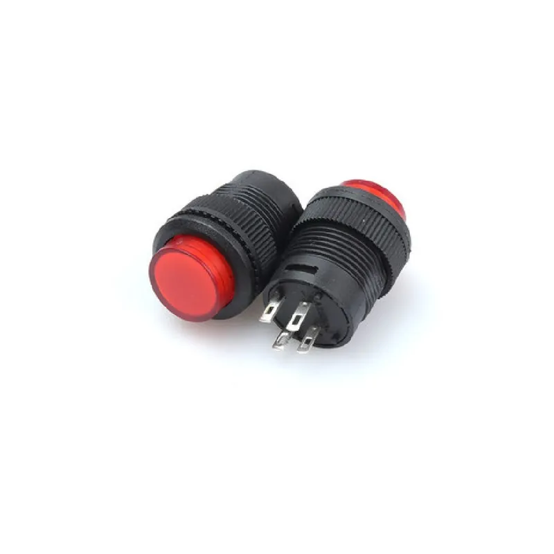 Vásárlói kedvenc 2db Ön-Újraindítós-Piros Világítással-R16-503 16mm Reteszelt/Azonnali nyomógomb Kapcsolókulcs gomb világítással LED AD/BD
