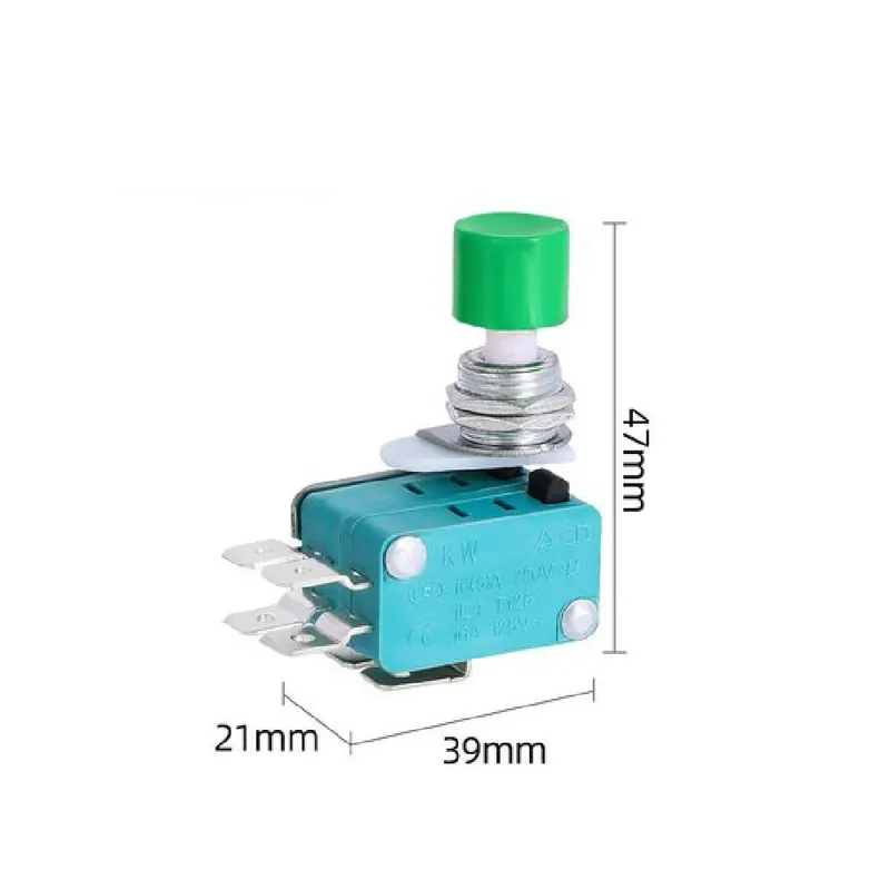 Akciós ár 1db-6,3mm-DS438-448 Azonnali nyomógomb Miniatűr Mikrokapcsoló Ön-újraindító réz Érintkező Kapcsoló Piros Zöld Kupak