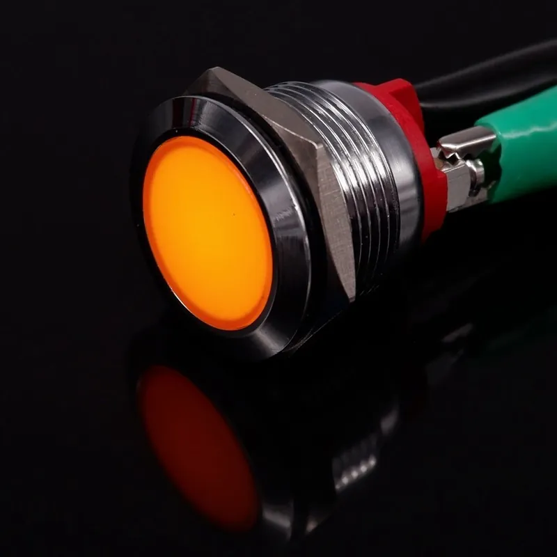 Kihagyhatatlan ajánlat Csavar Terminál-Narancssárga 110-220V-19mm Fém Jelző lámpa LED Jelzőfény Jelzőlámpa 6V 12V 24V NO Normál Nyitott csatlakozó