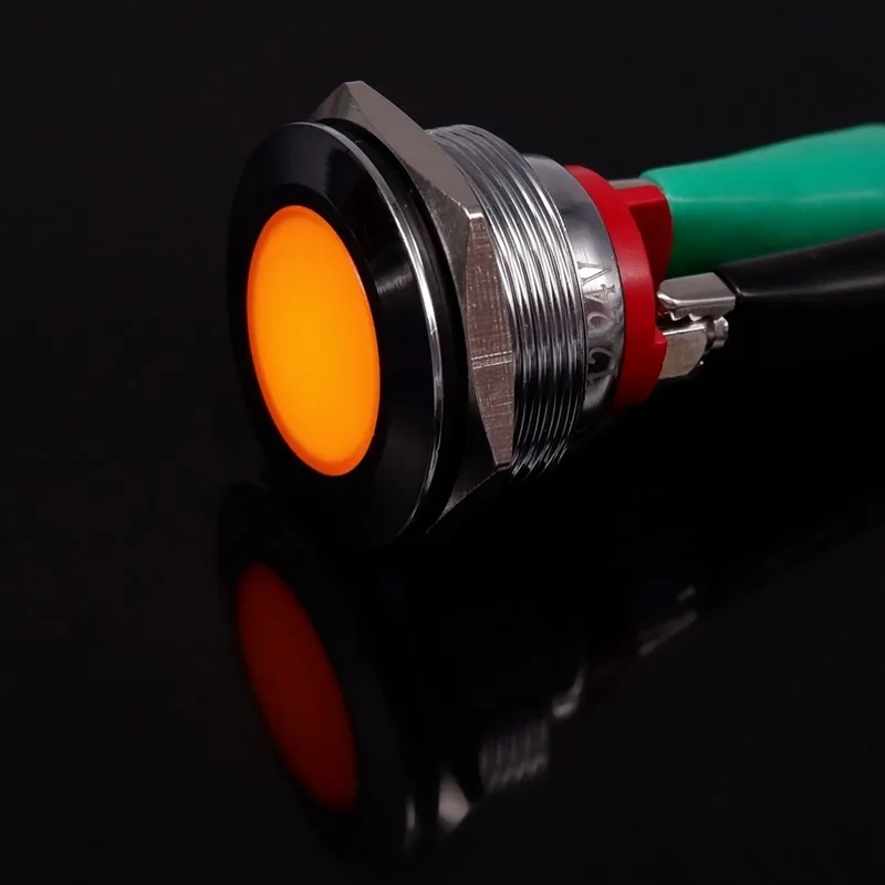 Csavar Terminál-Narancssárga 110-220V-22mm LED Fém Jelzőfény Hálózati kapcsoló Jelzőlámpa Vezeték nélküli 3V 6V 12V 24V 220V Szezonális akció