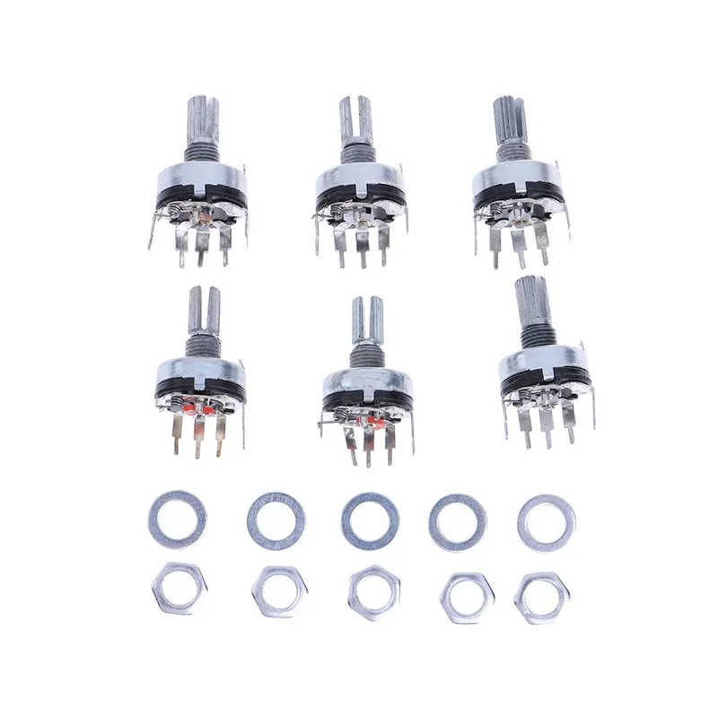 B50K-5db RV17 Potenciométer Kapcsolóval fogantyú hossza 15mm 5 Tűs B1K 2K 5K 10K 20 50K Legjobb ár