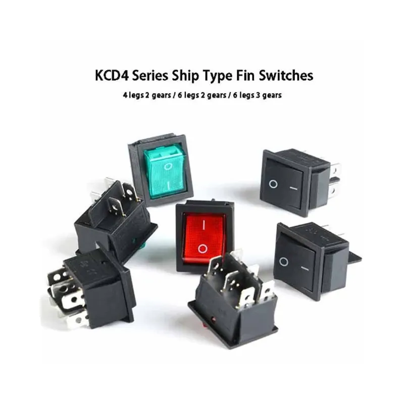 KCD4-2-4Fekete-1db Billenőkapcsoló BeKapcsológomb KCD4/6 Lábú Piros Fekete és Zöld fényű 31x25mm 15/16A 250VAC Kiárusítás