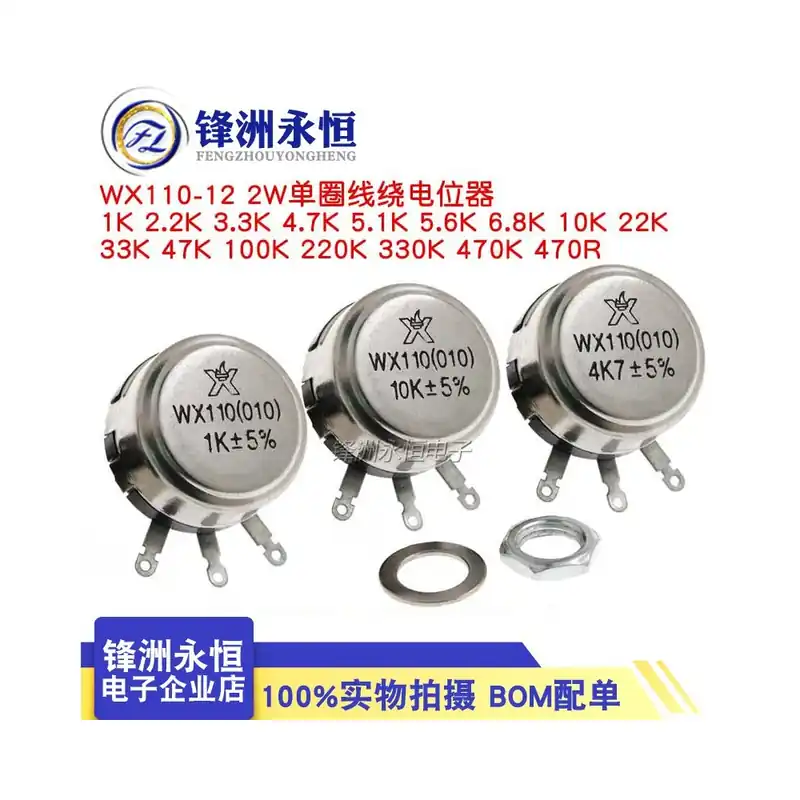 Csak ma 2,2K Ohm-1db WX110 010 Egyfordulatú huzalozás Potenciométer 1W 470R 1K 2K2 5K6 10K 4,7K 22K 3K3