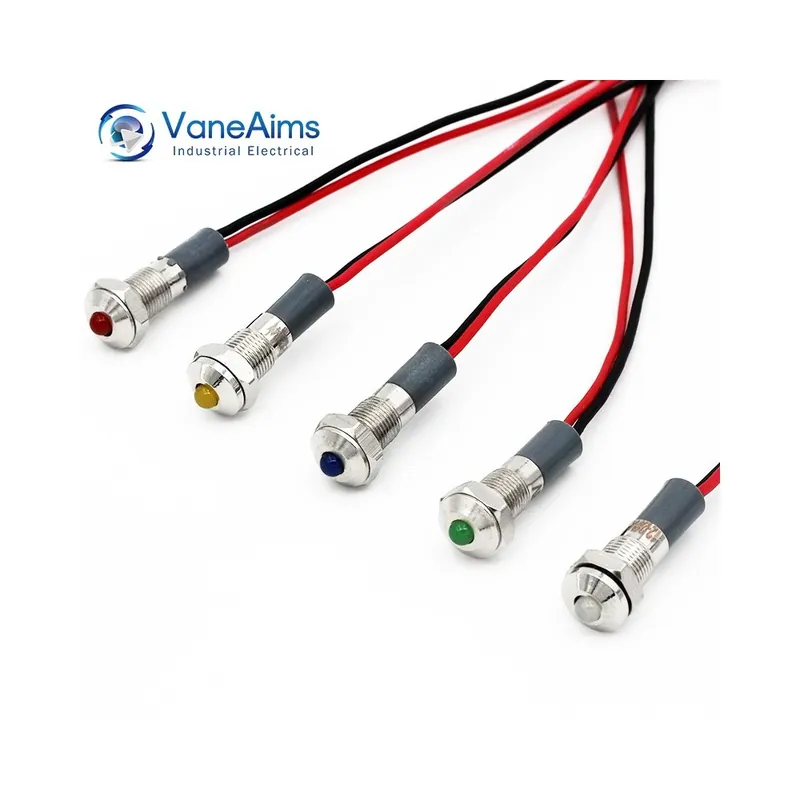 Azonnal elérhető 3-6V-Sárga-VaneAims Fém Jelzőfény FXB6F-LED Kicsi Teljesítményjelző lámpa 6mm Vízálló IP67