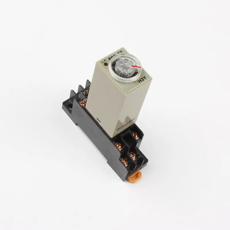 Vedd meg online 60 Másodperces AC220V-H3Y-2 Forgó Gomb DPDT 1mp-30p időzítő relé AC/DC 12V 24V 110V 220V Alappal / Aljzattal