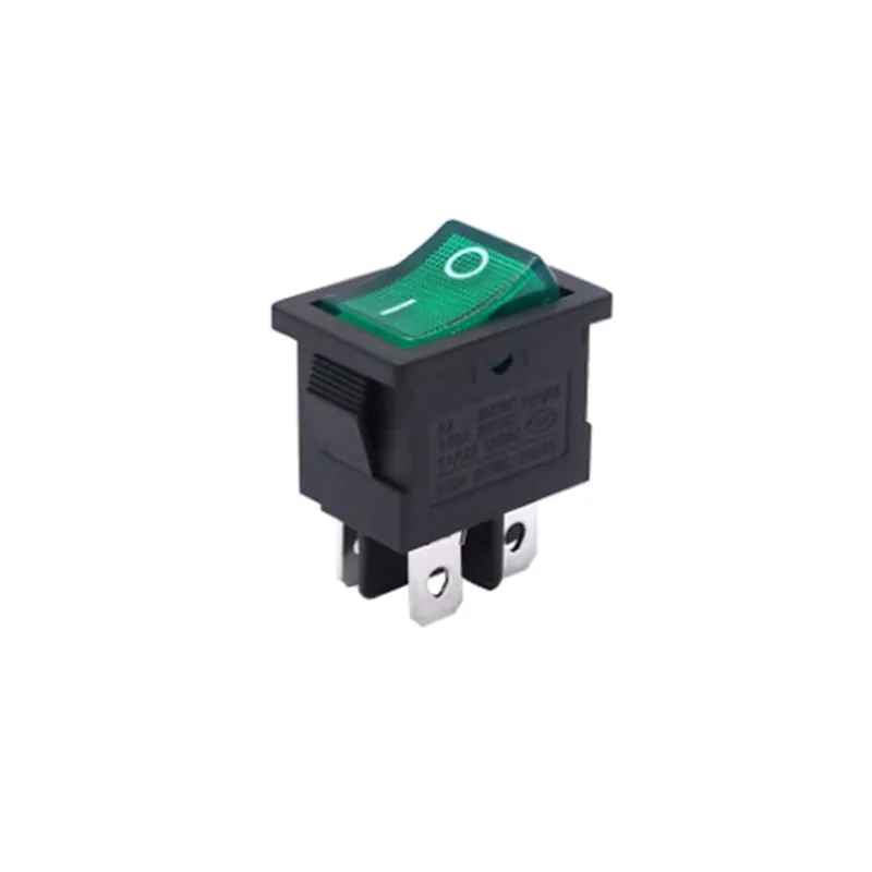 Zöld Lámpa 4Tűs-5db KCD1 21*15mm Csónak alakú Billenőkapcsoló 6A/250V 10A/125V AC bepattanó SPST ON OFF / IN ON OFF IN Újdonság
