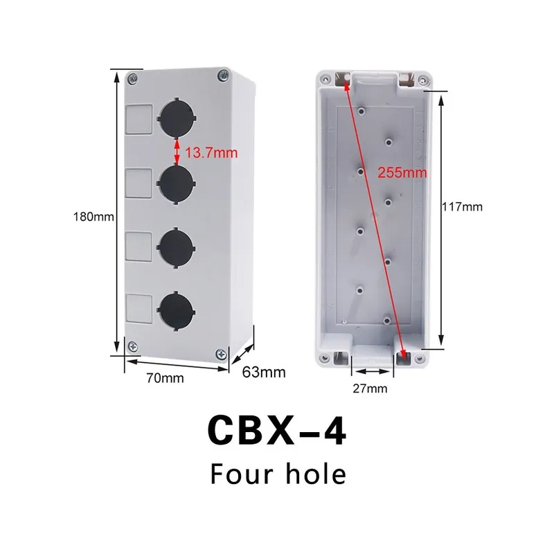 CBX-4-CNTD CBX-1 2 3 4 22mm LAY37(y090) XB2 nyomógomb Kapcsoló Jelző lámpa vezérlődoboz Vízálló és Porálló 1 2 3 4 Lyukú Expressz szállítás