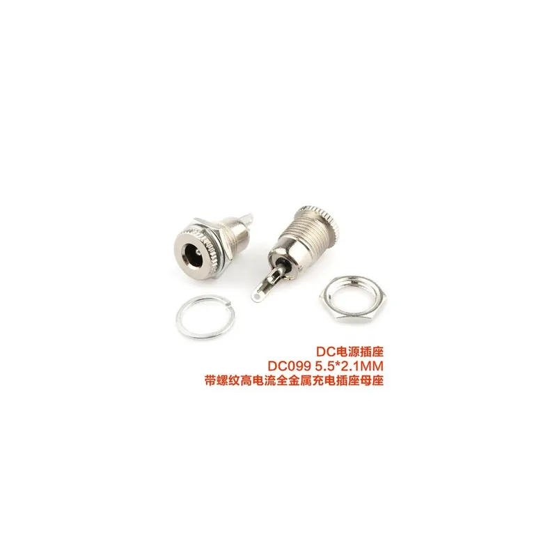 5db-2,1mm-DC-099 5,5x2,1mm DC Teljesítmény aljzat Jack csatlakozó DC Fém csatlakozó Anya Panelre szerelhető 5,5*2,5mm Gyors szállítás