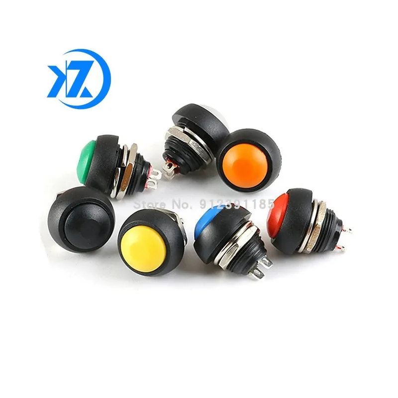 Bestseller Kék-12mm Vízálló Azonnali On/Off / Be-/Kikapcsolós nyomógomb Mini Kerek Kapcsoló 1A 250V