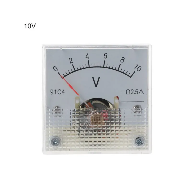 10V-91C4 DC Voltmérő Analog Panel Feszültségmérő Mechanikus Pointer típus 3/5/10/15/20/30/50/100/150/250V Olcsóbb