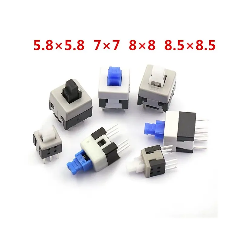 Zár nélküli-8x8-10db Új 5,8x5,8 7x7 8x8 8,5x8,5mm Önzáró / Kioldó Nyomógombos mikro tápkapcsoló 6 Tűs gomb Kapcsolók Vedd meg online