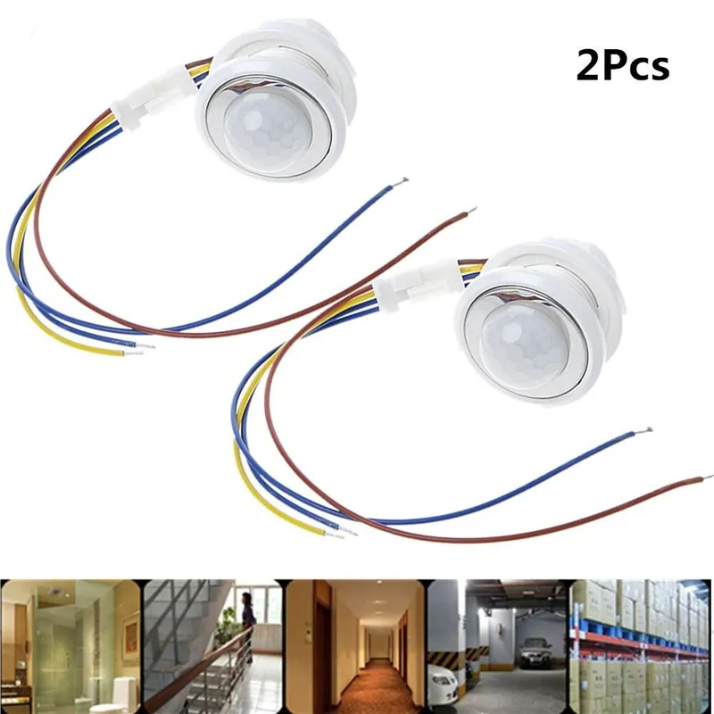 Népszerű 2db-LED állítható érzékenységű érzékelő Éjszakai lámpa Fehér Infravörös fény mozgásérzékelő időkésleltető Világítás Kapcsoló
